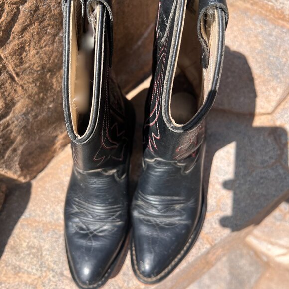 Cody James - Kids - Western Black Leather Cowboy Boots - Size 4 - Picture 4 of 10